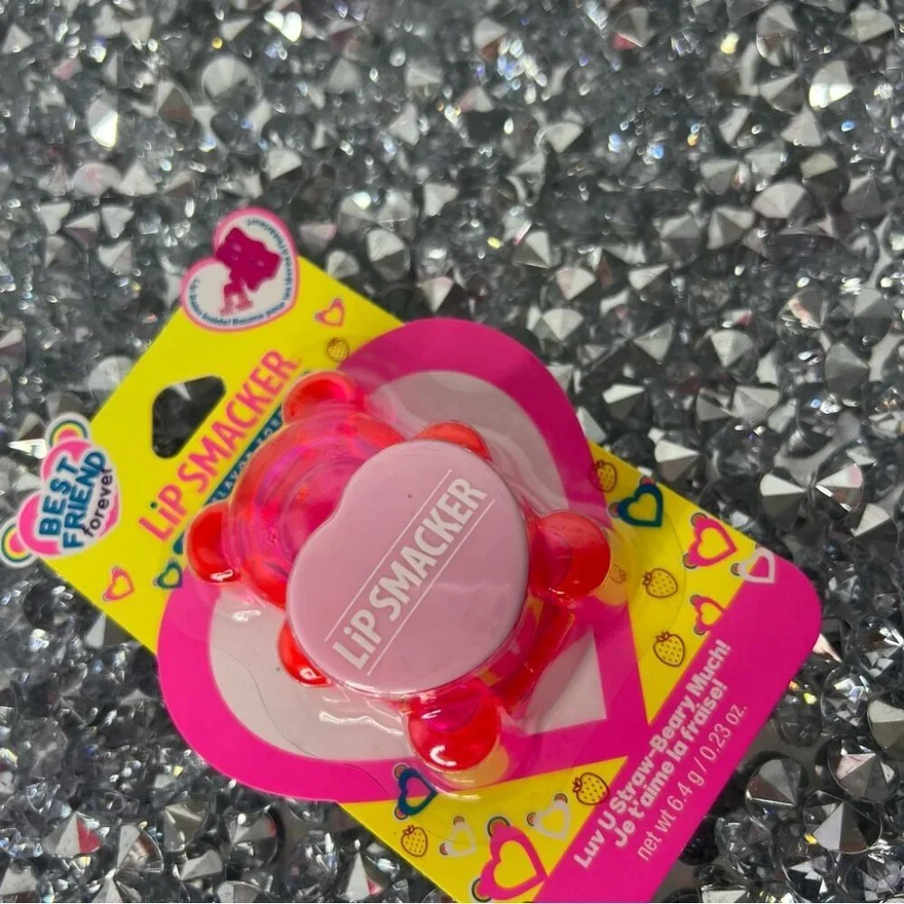 Lip smacker gummy bear lip chap lip gloss container brand new neon pink teddy🧸